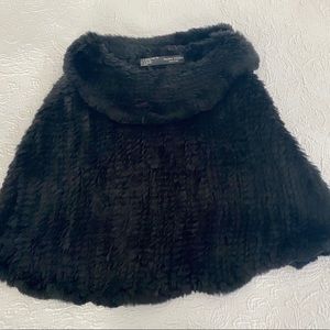 Valerie Stevens Real Fur Black Circular Cape